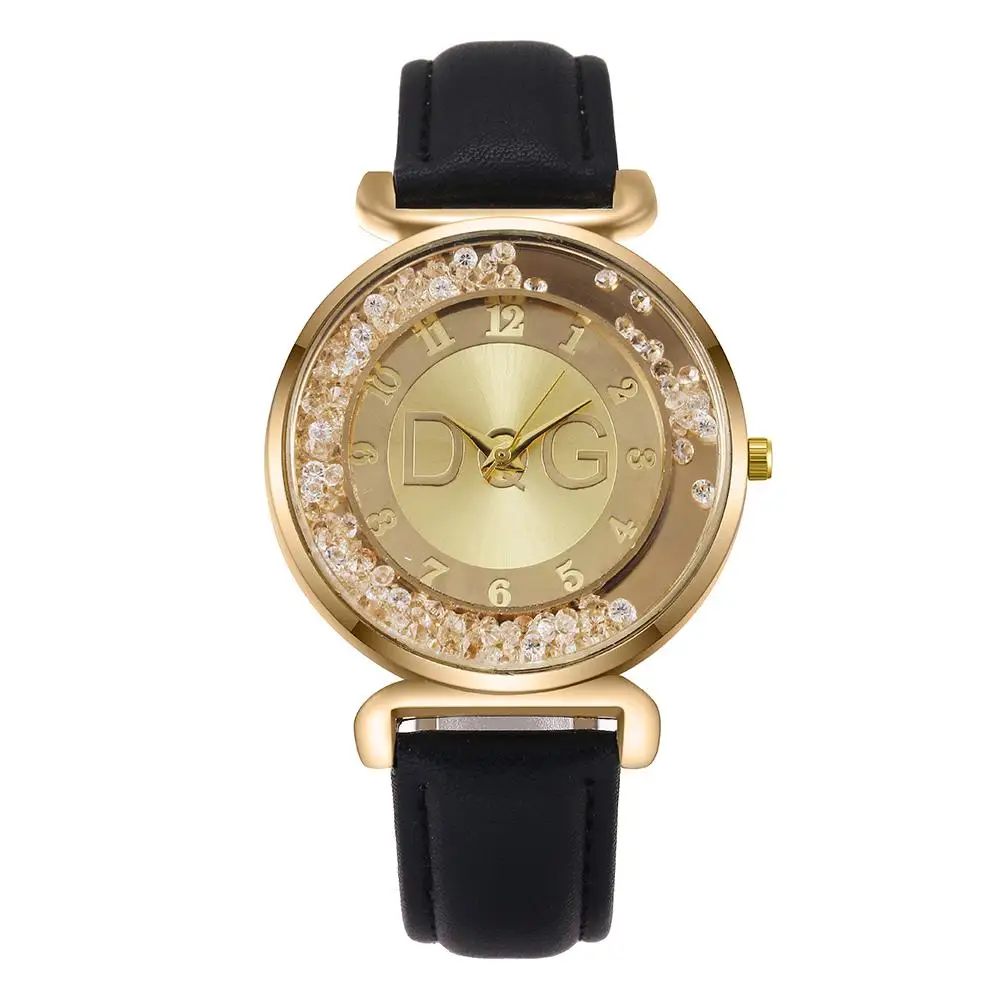 Quicksand Rhinestones Gold Stainless Steel Watches Qualities Women Luxury Fashion Diamond Quartz Watch Casual Ladies Wristwatch