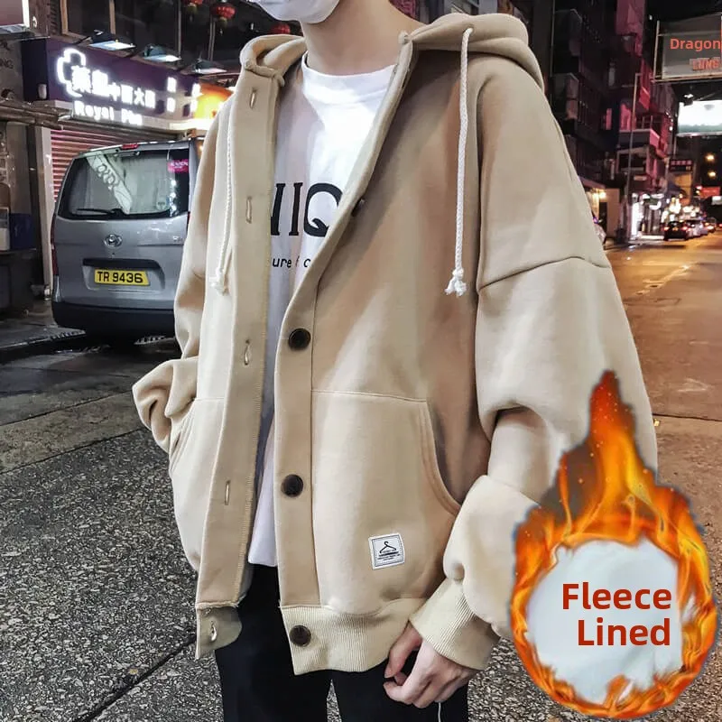 

Мужской вязаный кардиган с капюшоном, свитер Thiened Fce Sports, свободная посадка, осенне-зимняя верхняя одежда, модная универсальная молодежная повседневная одежда