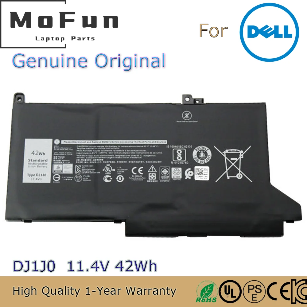 Brand New Original DJ1J0 11.4V 42Wh Laptop Battery for Dell Latitude 12 7280 7290 13 7380 7390 14 7480 7490 3-Cell