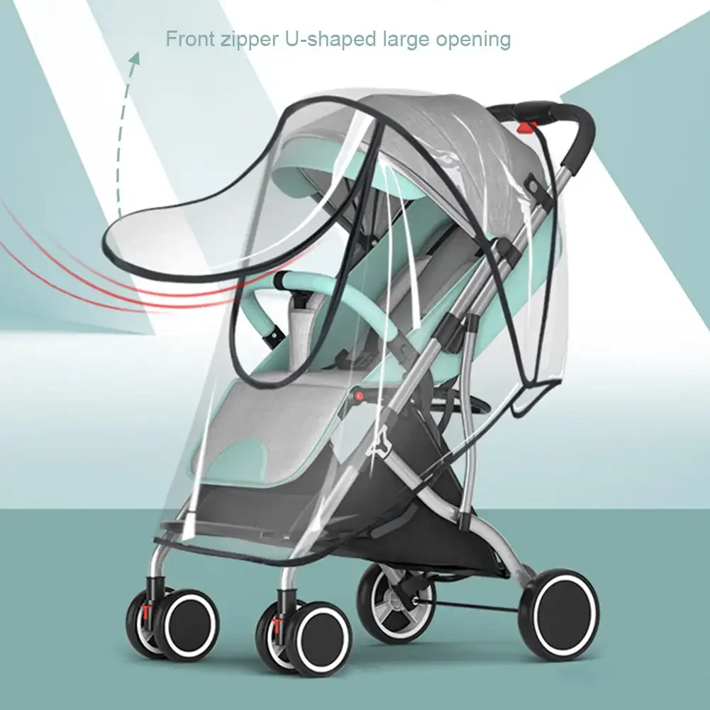 Capa De Chuva De Carrinho De Bebê, Capa De Pram Impermeável, Escudo De Poeira De Vento, Zipper Transparente Aberto Para Pushchairs Raincoat, Acessórios De Carrinho De Carrinho