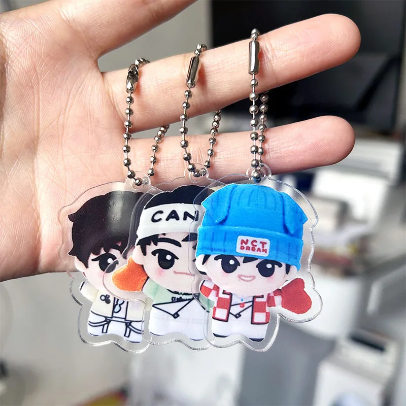 KPOP NT DREAM Cartoon Acrylic Transparent Keychain Mark JENO JAEMIN Jisung RenJun Keyring Pendant Backpack Accessories Fans Gift