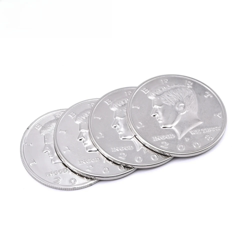 Jumbo Half Dollar Shells 3 + 1 Set(Dia 5.8cm) One Coin to Four Magic Tricks Magician Close Up Props Gimmick Accessories Comedy