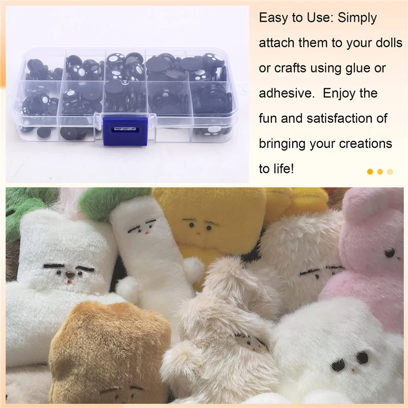 A19Q-180PCS 장난감 눈 8MM 10MM 12MM 14MM 16MM 3D 코믹 라운드 반짝이 장난감 눈 DIY 인형 눈 인형 액세서리