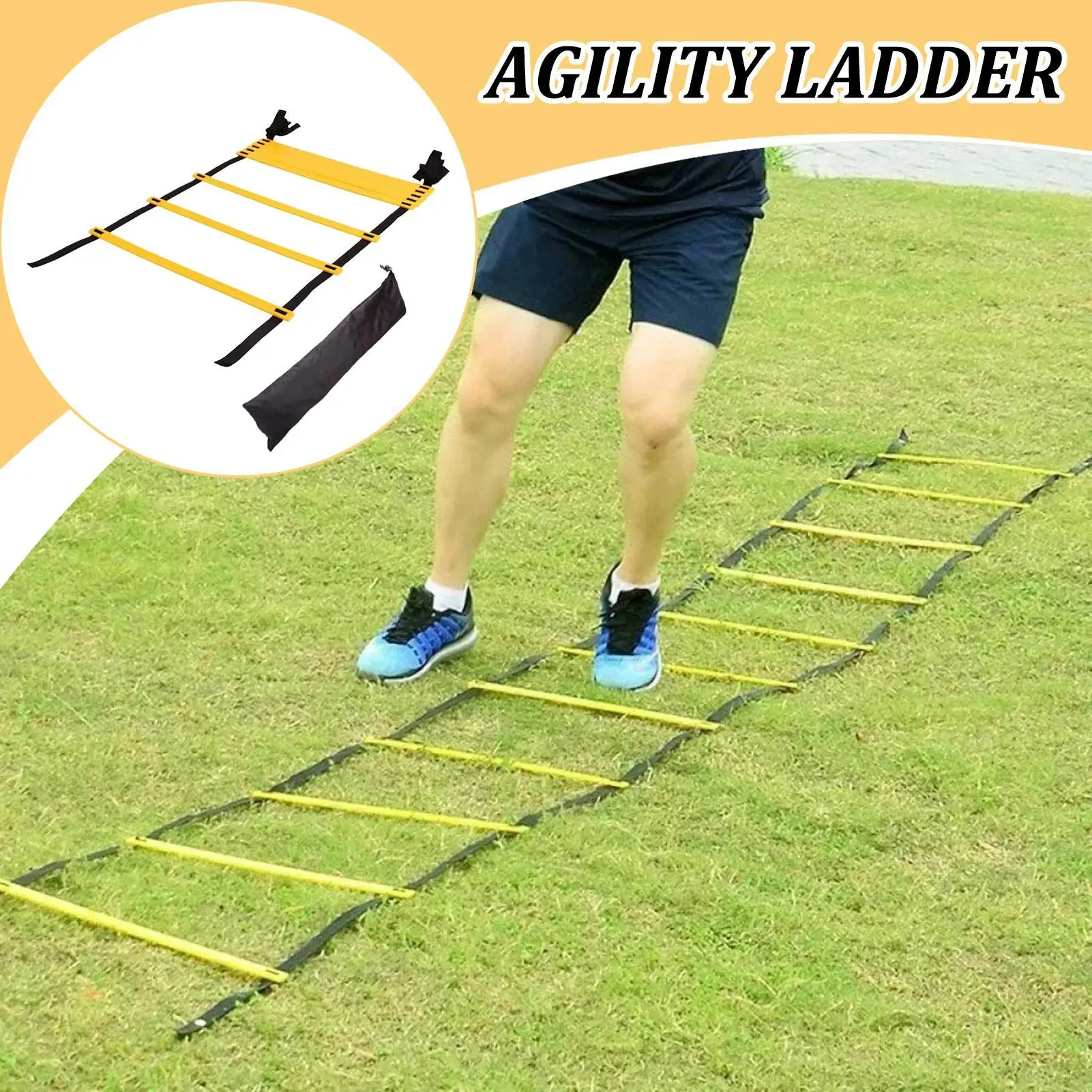 

Agility Ladder Football Ladder Speed Training Storage Bag Included Instant Set-up Exerciser for Sports Tennis Hockey Badminton