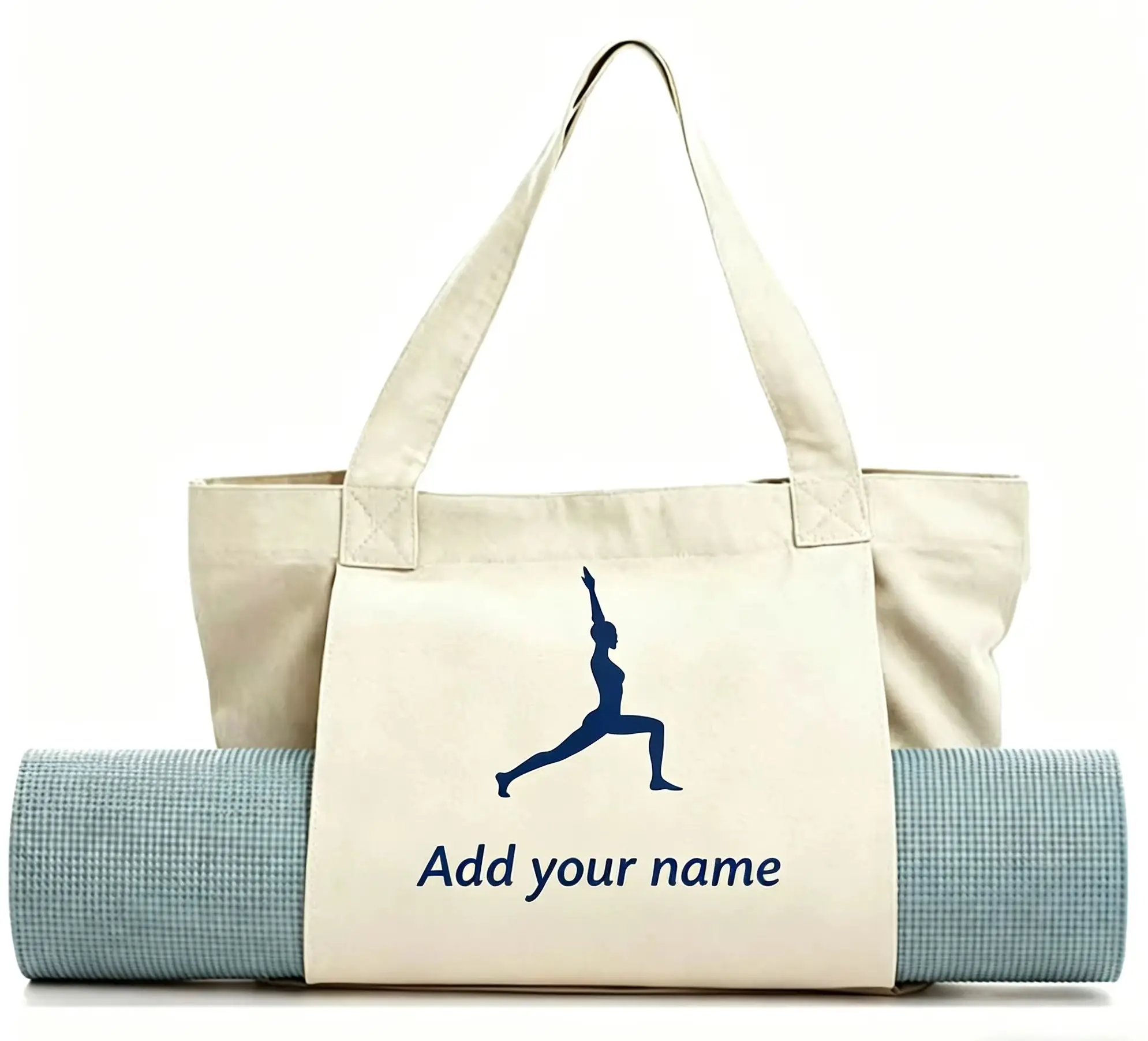 

Personalized Canvas Yoga Tote Mat Bag Yoga Pilates Bag Carrier Design Your Name and Logo Convenient Portable Canvas Tote Bag