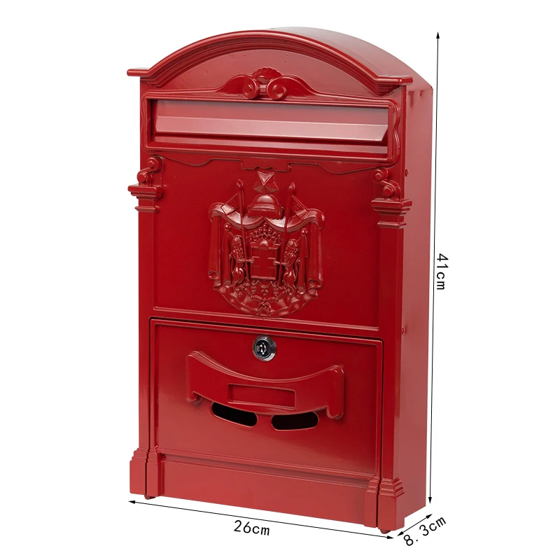 Wall Mount Locking Mailbox Vintage Lockable Metal Mailboxe Large Capacity Postbox Security Mail Letter Post Box Outdoor Mail Box