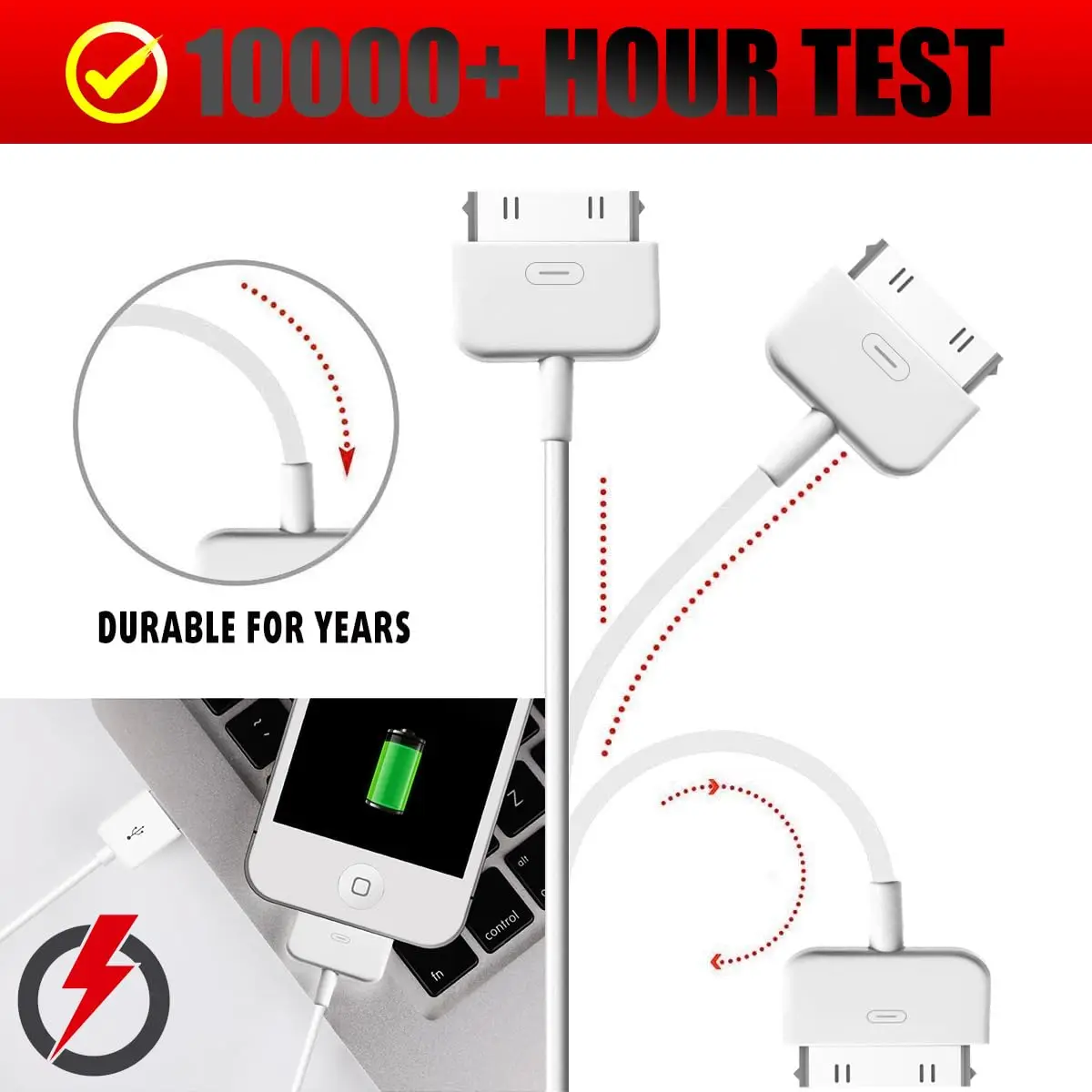 USB to 30pin Data Sync Charging Cable for iPhone 3/4 4S & iPad 1/2/3 1m 1.5m 2m 3ft Wholesale data cable for iPod touch nano