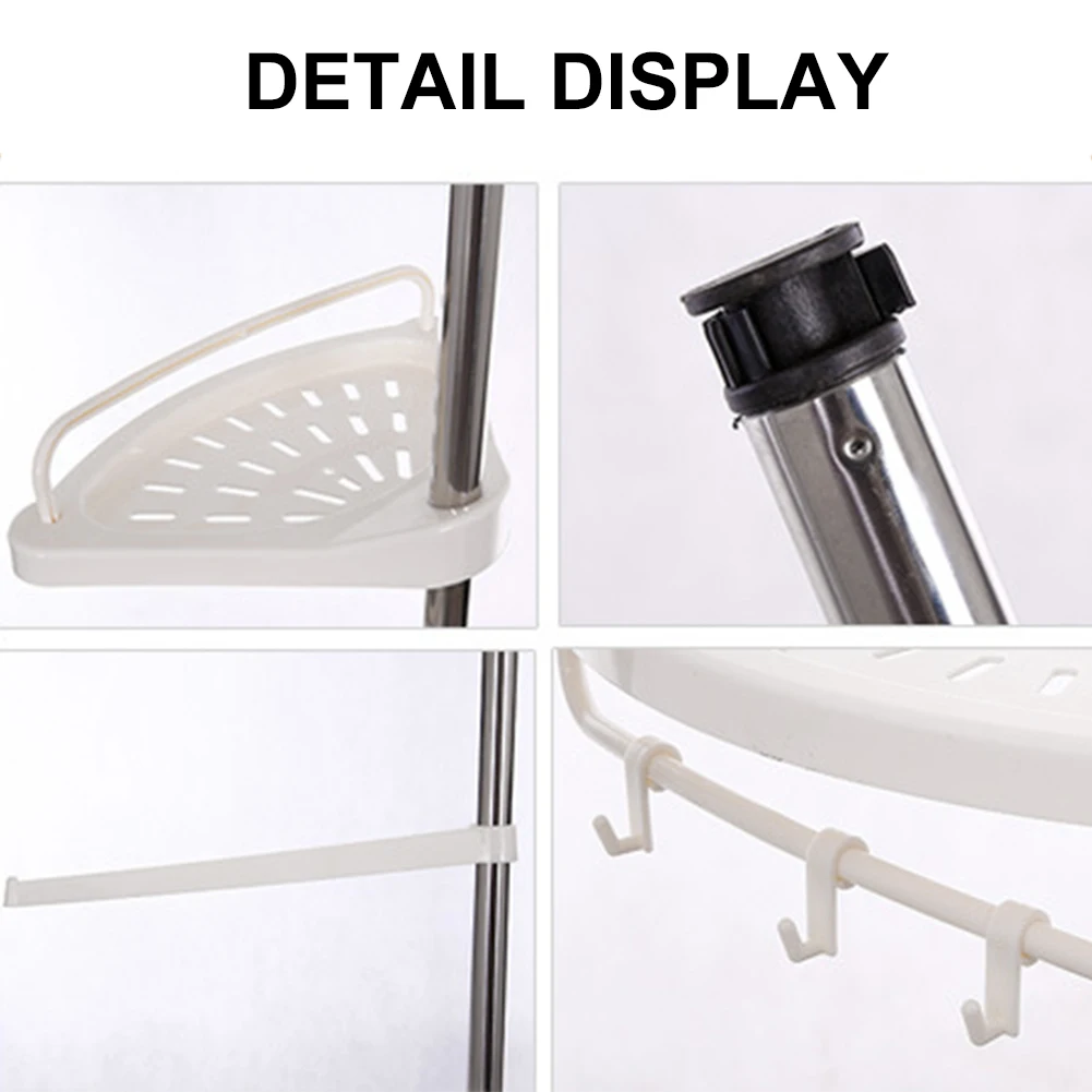 

Telescopic Shower Rack Stainless Steel Frame Storage Basket Adjustable 4 Trays Floor Ceiling Holder Shower Caddy Organizer Shelf
