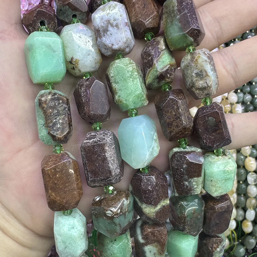 Natural Australian Jade Crystal Conformal Section Lrregular Faceted Loose For Jewelry Making DIY Necklace Bracelet 15'' 13-19mm