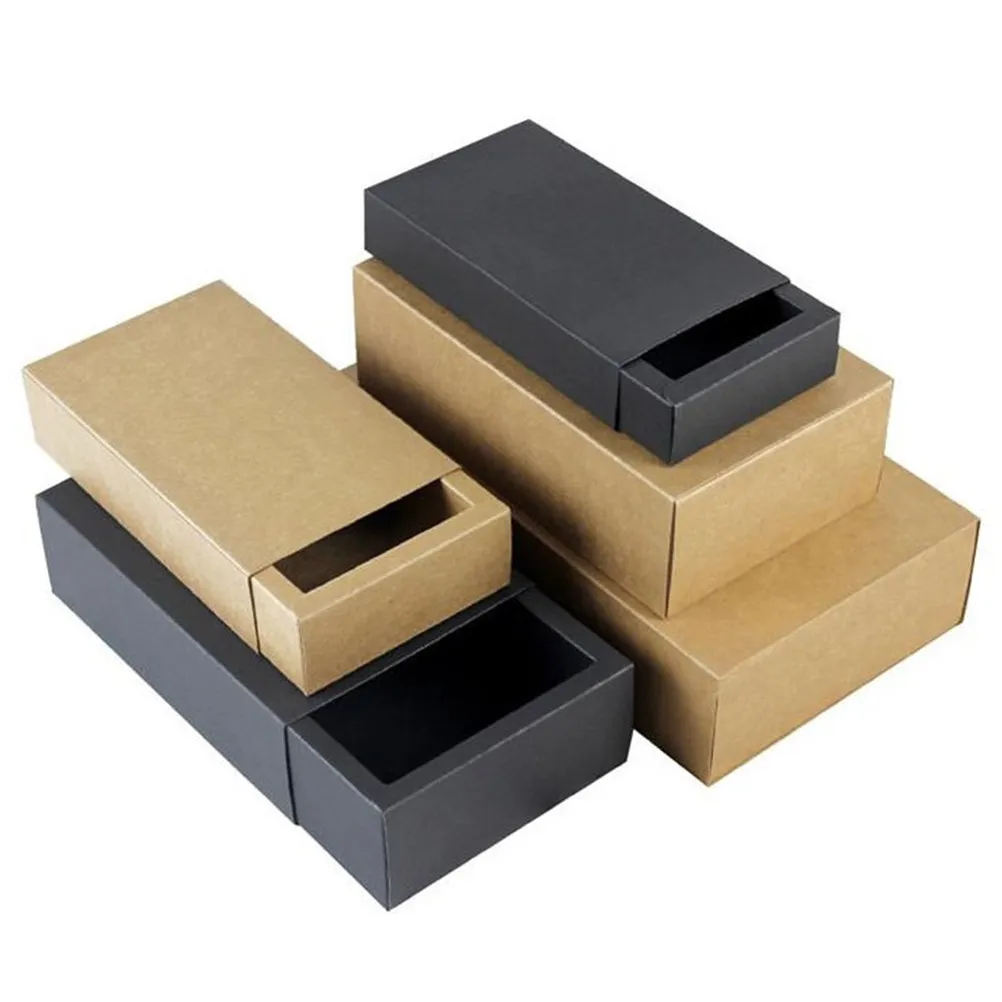 20Pcs Solid Kraft Paper Drawer Style Gift Boxes Pull Push Opening Design for Homemade Candies Soap Favors Pencil Holder Wedding