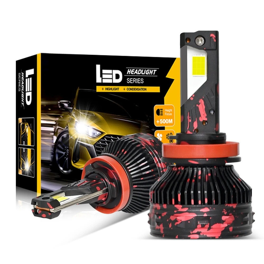 

Светодиодные лампы для фар 80 Вт, с четырьмя медными контактами, сверхъяркие, с большим чипом, дальний/ближний свет, H4 H7 H11 9005, мощные автомобильные светодиодные фары