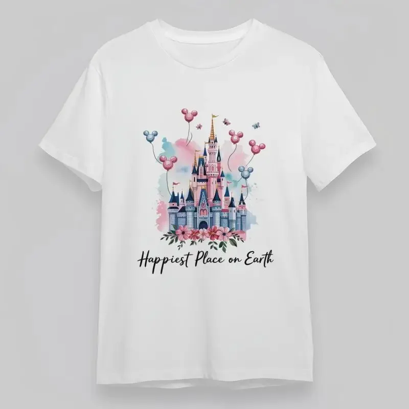 Men'S Breathable Comfortable Classic T Shirt Castle Art With Balloons