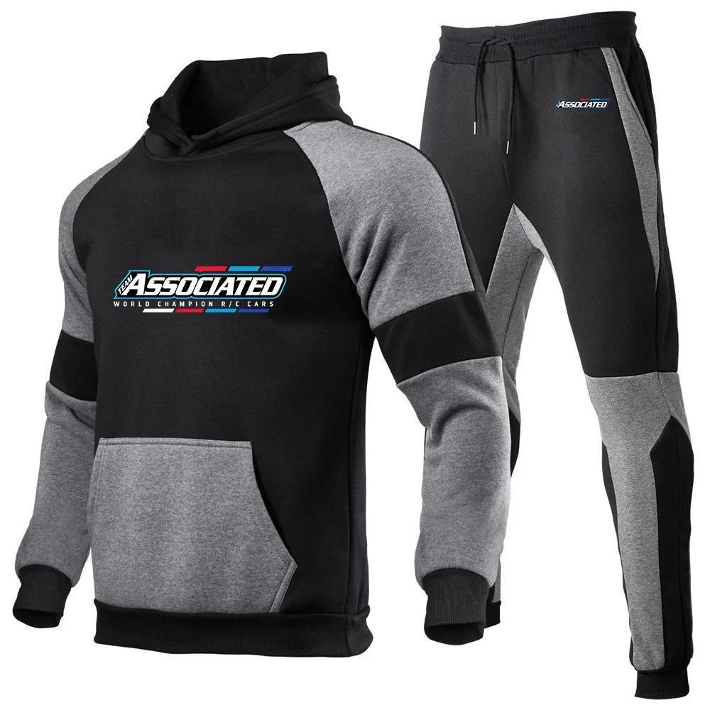 Rc Team Associated Letter Print Sweatshirt Suit Men's Hoodie Pants Set Spring Autumn Casual Sports Pullover Trousers Sets