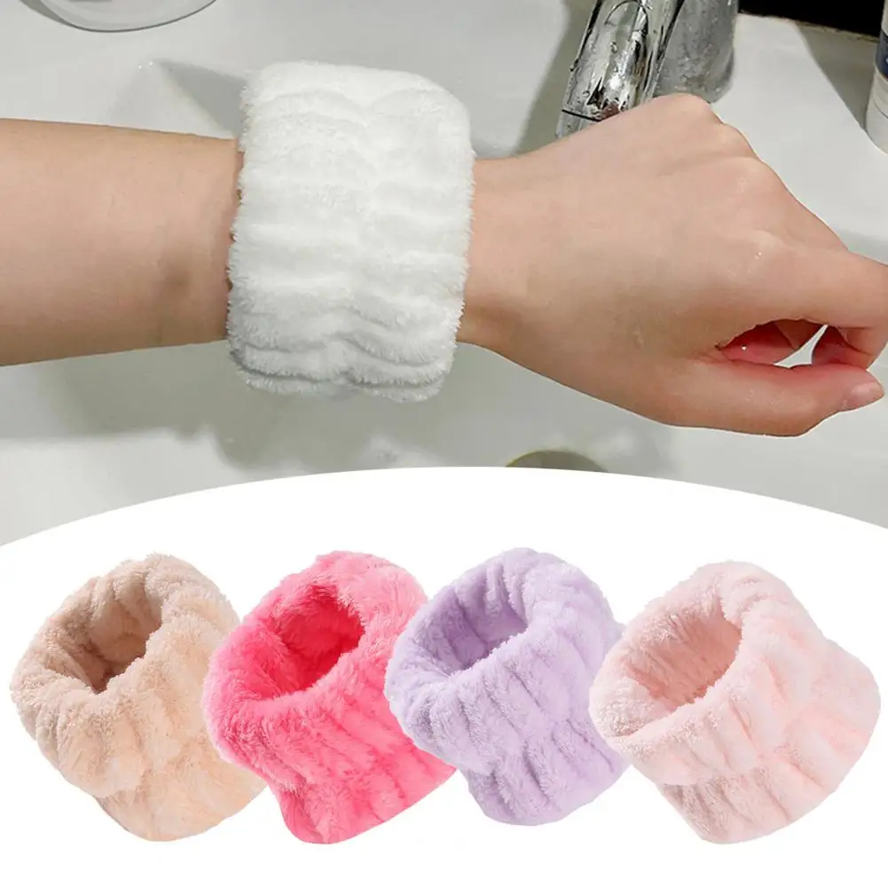 Spa Wrist Washband Breathable Good Elasticity Flannel Prevent Liquid from Spilling Wrist Sweatband for Girls