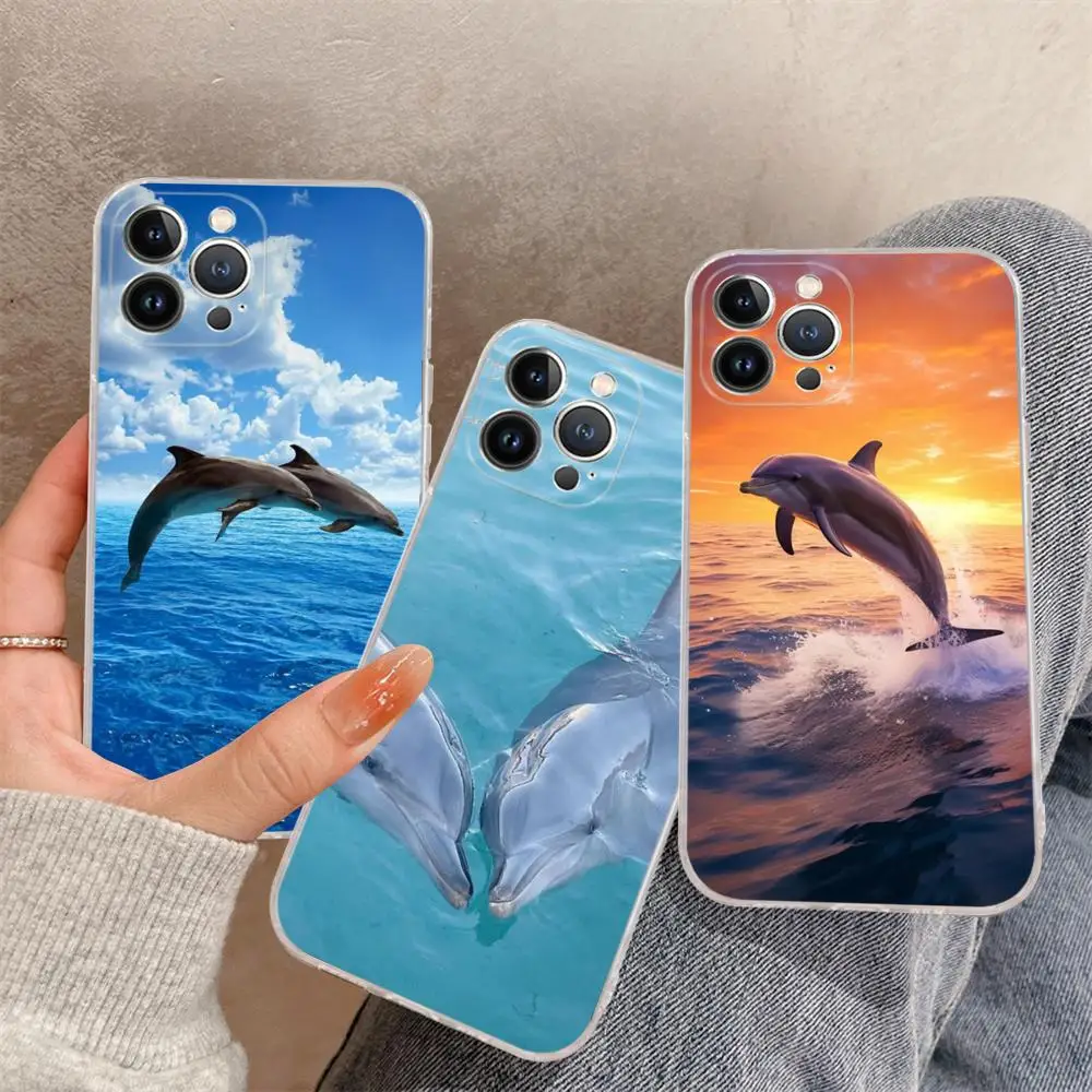 

Sea Animal Cute Dolphin Phone Case For iPhone 15 14 11 12 13 Mini Pro XS Max Cover 6 7 8 Plus X XR SE 2020 Funda Shell