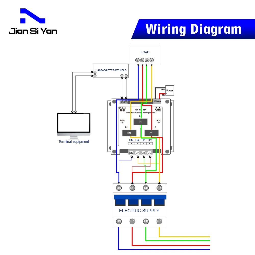 JSY-MK-354 (jsy mk 333 with shell) 3P4W 100A AC Bidirectional Power Energy Meter Module Detector jsy mk capteur sensor