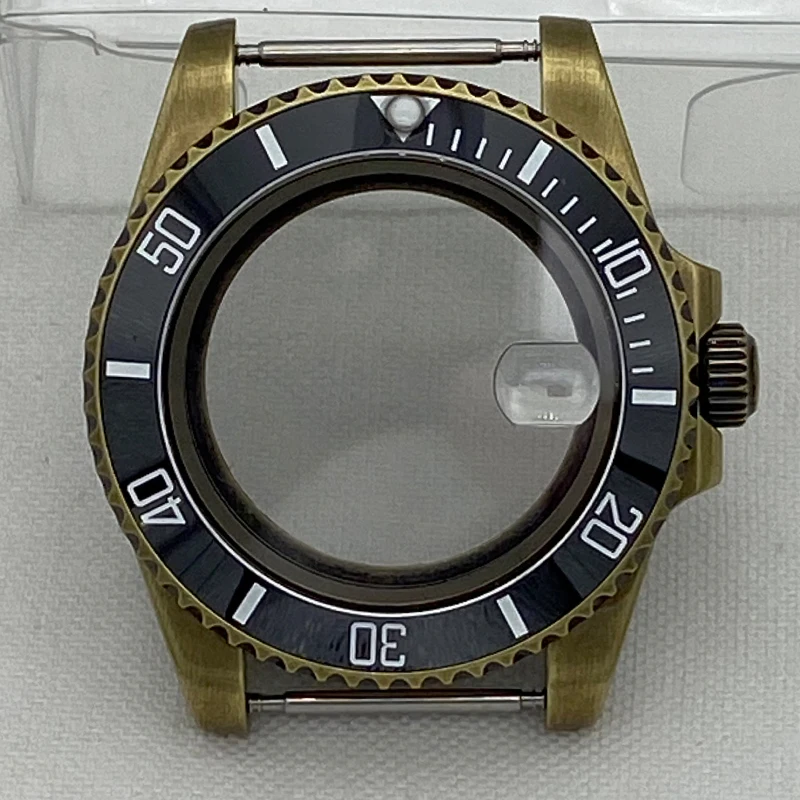 Bronze 40mm nh36 casos de relógio aço inoxidável para seiko nh34 nh35 nh36 movimento 28.5mm dial vidro safira sub caso estilo design