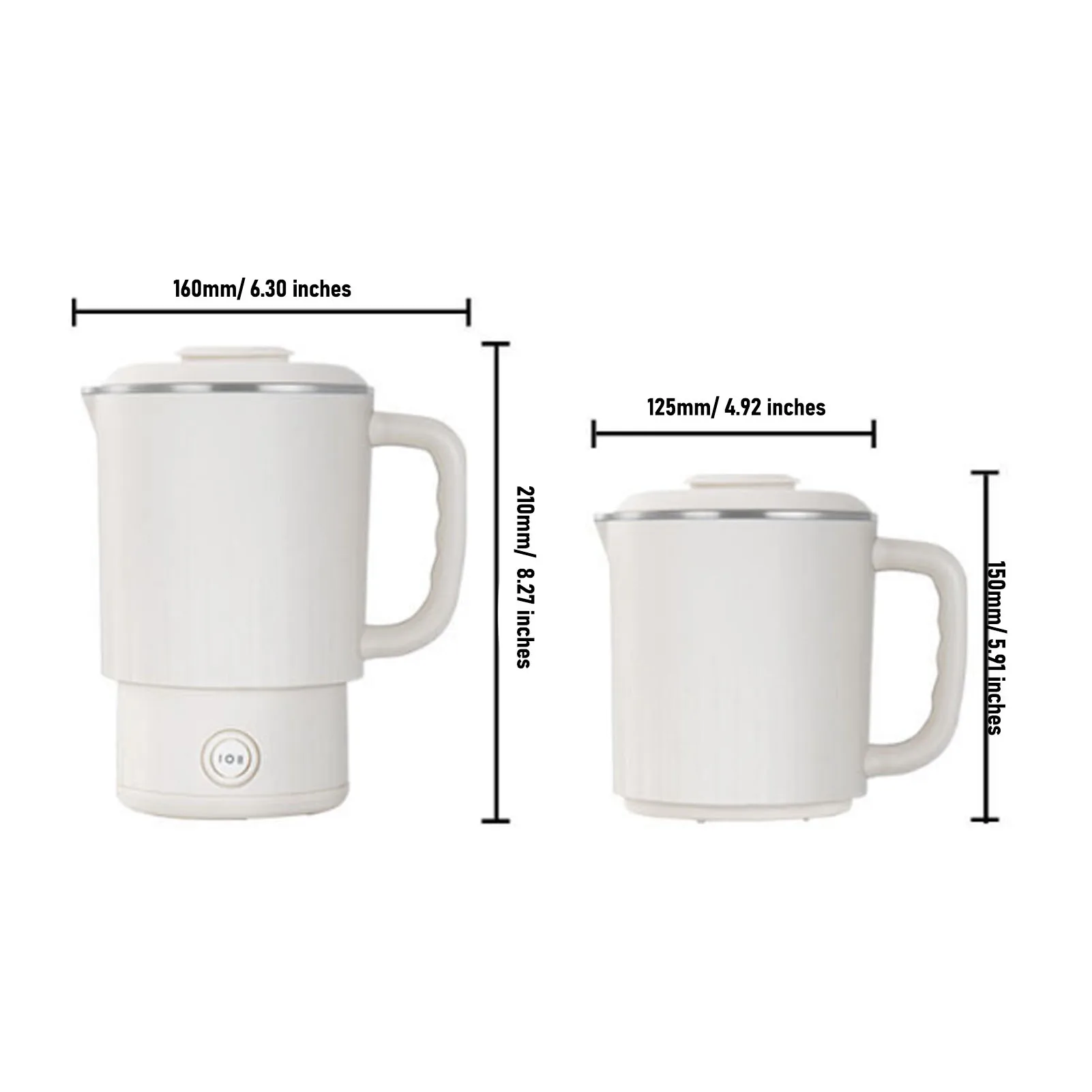 Portable Electric Kettle Food Grade 600ML Foldable Tea Coffee Kettle with 2 Temperature Settings 5 Min Fast Water Boiling