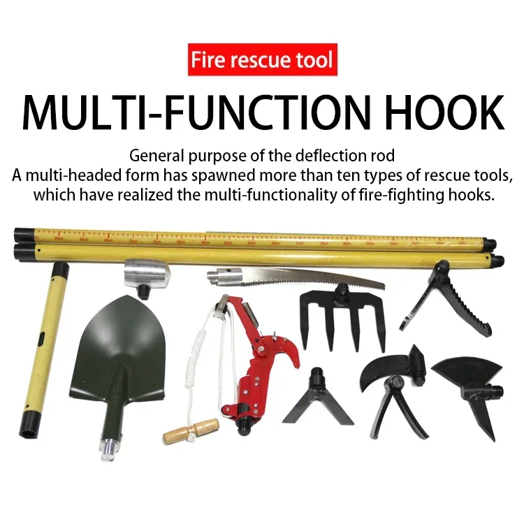 ODETOOLS BELTON Multifunction Fire Fighting Resure Long-handled Fire Hook Tool Sets Aluminum Fire Fighting Safety Emergency