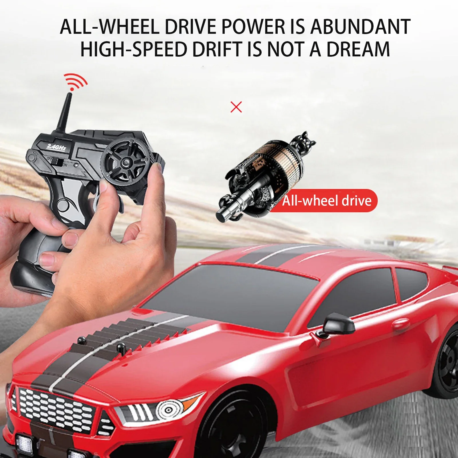 New 1/16 RC Drift High-speed Remote Control Car 4WD Charging Car Model with Spray Function Cool and Fun Children's Toys Gifts