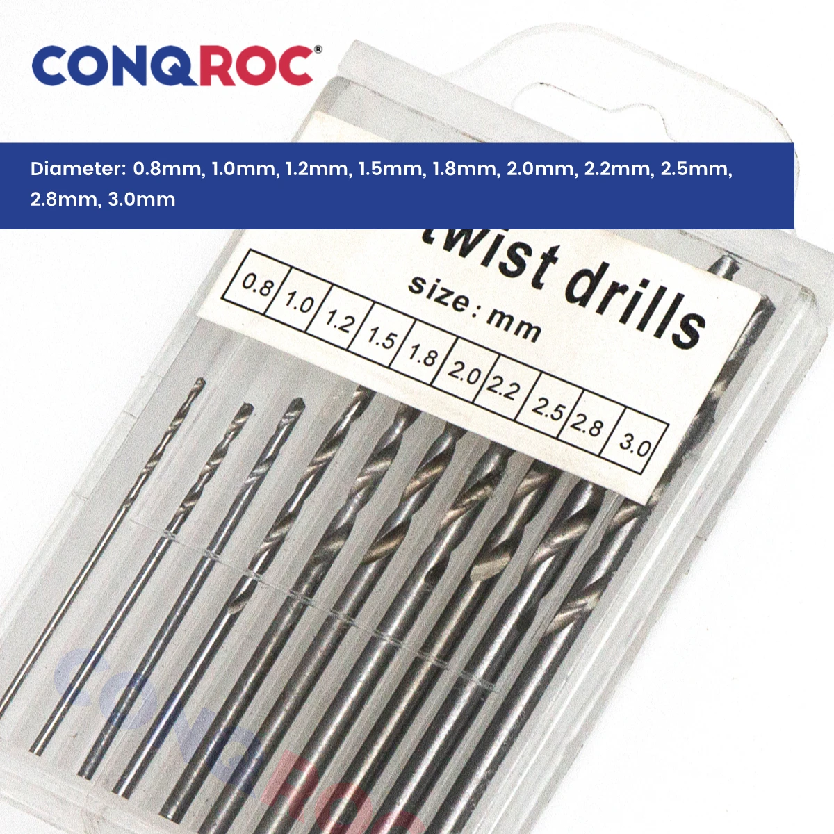 Juego de Mini brocas helicoidales HSS-4241, brocas de joyería de vástago recto con tornillo de banco de Pin fino, diámetro de 10 tamaños-0,8 ~ 3,0mm