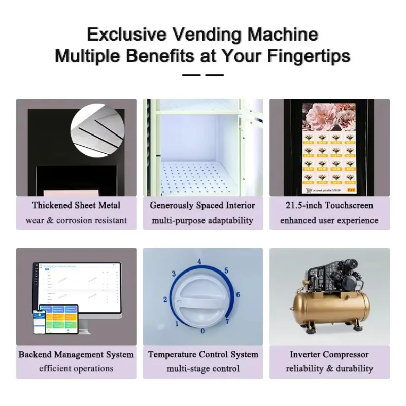 Aangepaste raster originele energiebesparende koeling bloem automaat meerdere compartimenten locker automaat voor boeket