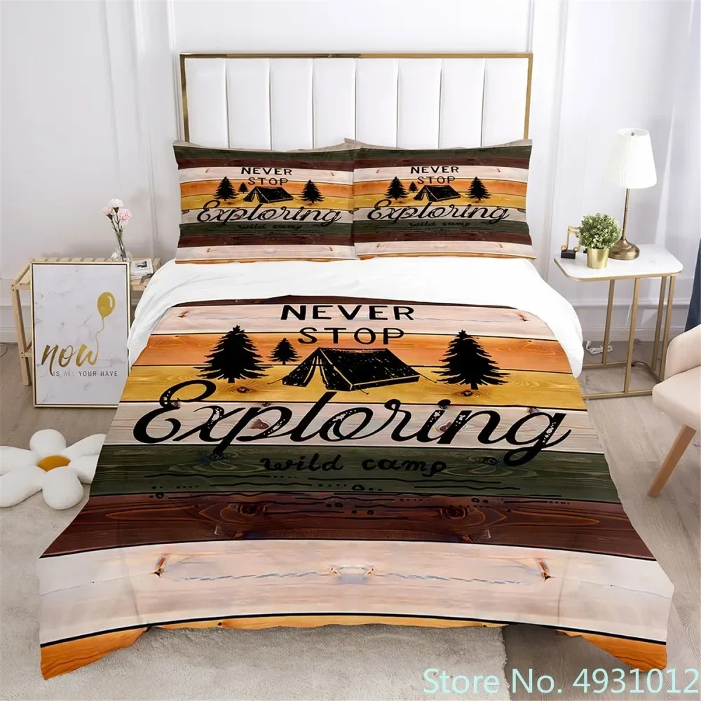 Cozy Bedding Set with Camping Vacation Station Wagon Duvet Cover for Child Kids Teens Adult Home Textile Quilt Cover