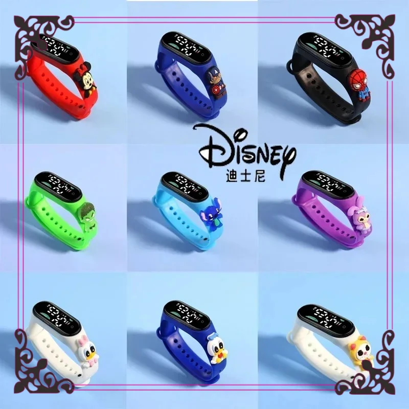 Disney Stitch LED impermeable niños reloj Digital Spiderman Hulk niños reloj deportes táctil electrónico niños regalos