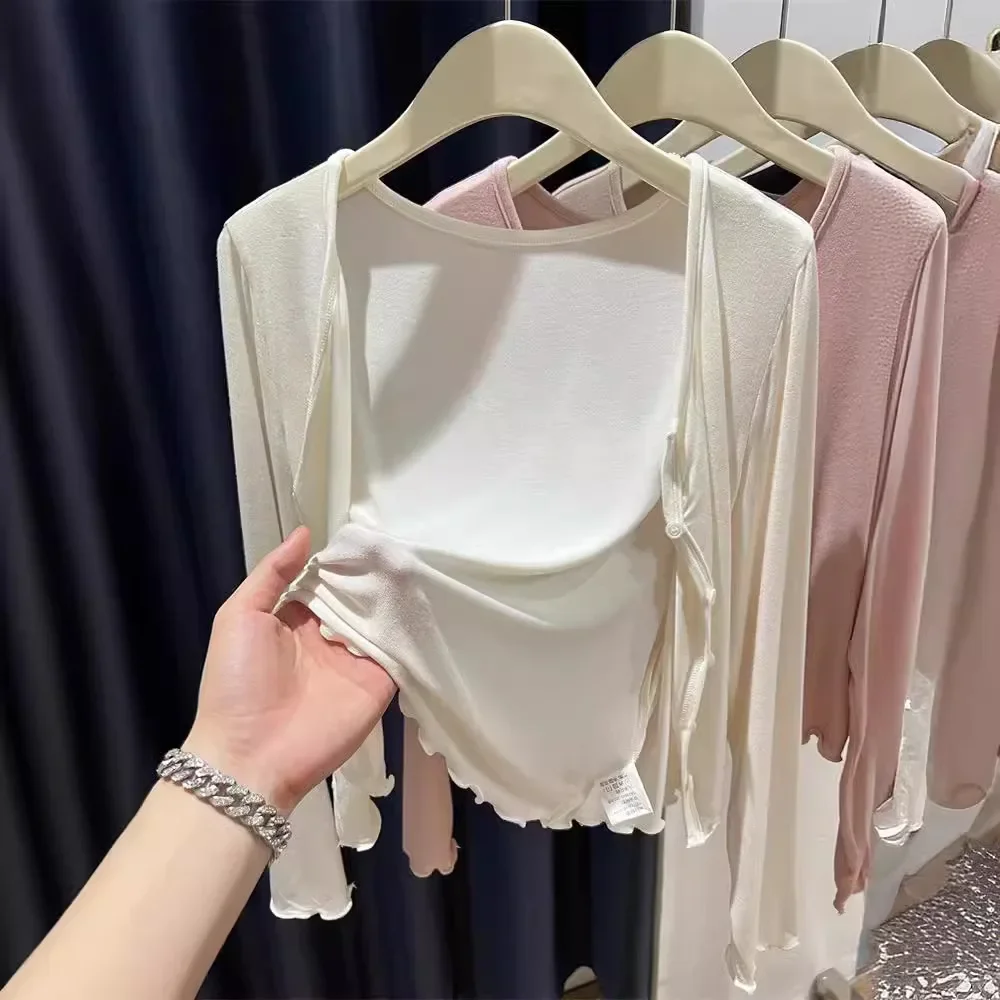 

Summer Sun Protection Air Conditioning Wear Breathable Thin Lightweight Skin-Friendly Versatile Cardigan Shawl for Women