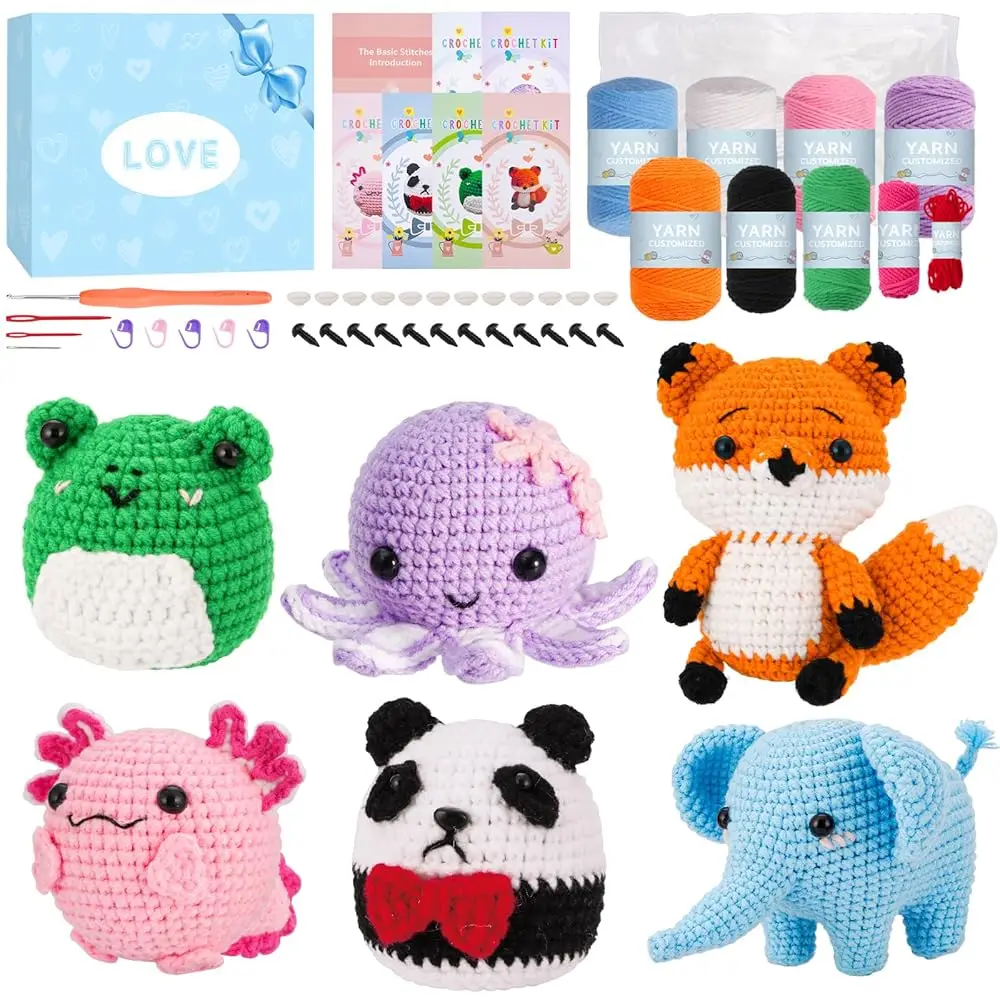 

Crochet Kit for Beginners Adults Kids, Learn to Crochet with Step-by-Step Video Tutorials & Illustrated Guide, 40% More Yarn