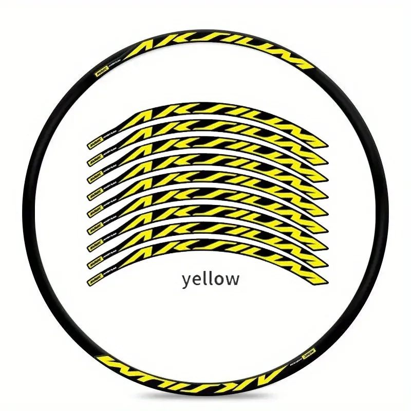 9-Piece Wheel Trim Set - Aerodynamic Bike Sticker, Yellow and Black Sport Design, Waterproof and UV Protective, Easy to Paste