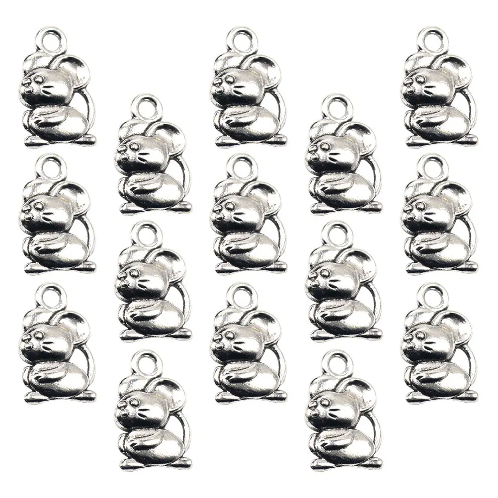 50Pcs Alloy Rat Pendant Charms Chinese Zodiac Theme DIY Jewelry Set for Necklace Bracelet Earring Keychain Anklet Scrapbooking