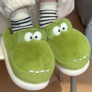 Weiche Hausschuhe für Frauen, weiche Absätze, Haut, heiß, innen, bequem, zu Hause, Single -Band, schön, Winter, neu 10 Hauptverkauf Pantufa Alligator - №3