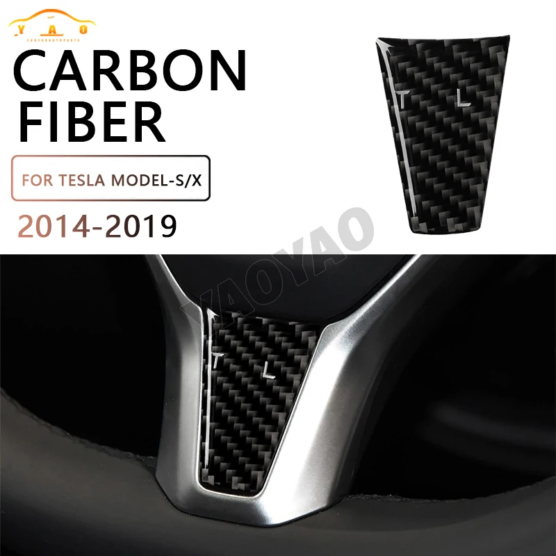 

Carbon Fiber For Tesla Model S X 2014-2019 Car Steering Wheel Cover Sticker Interior Decor