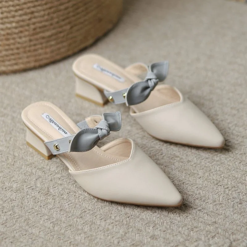 

Женские туфли с острым носком, однотонные красивые офисные туфли с бантом, лето 2022