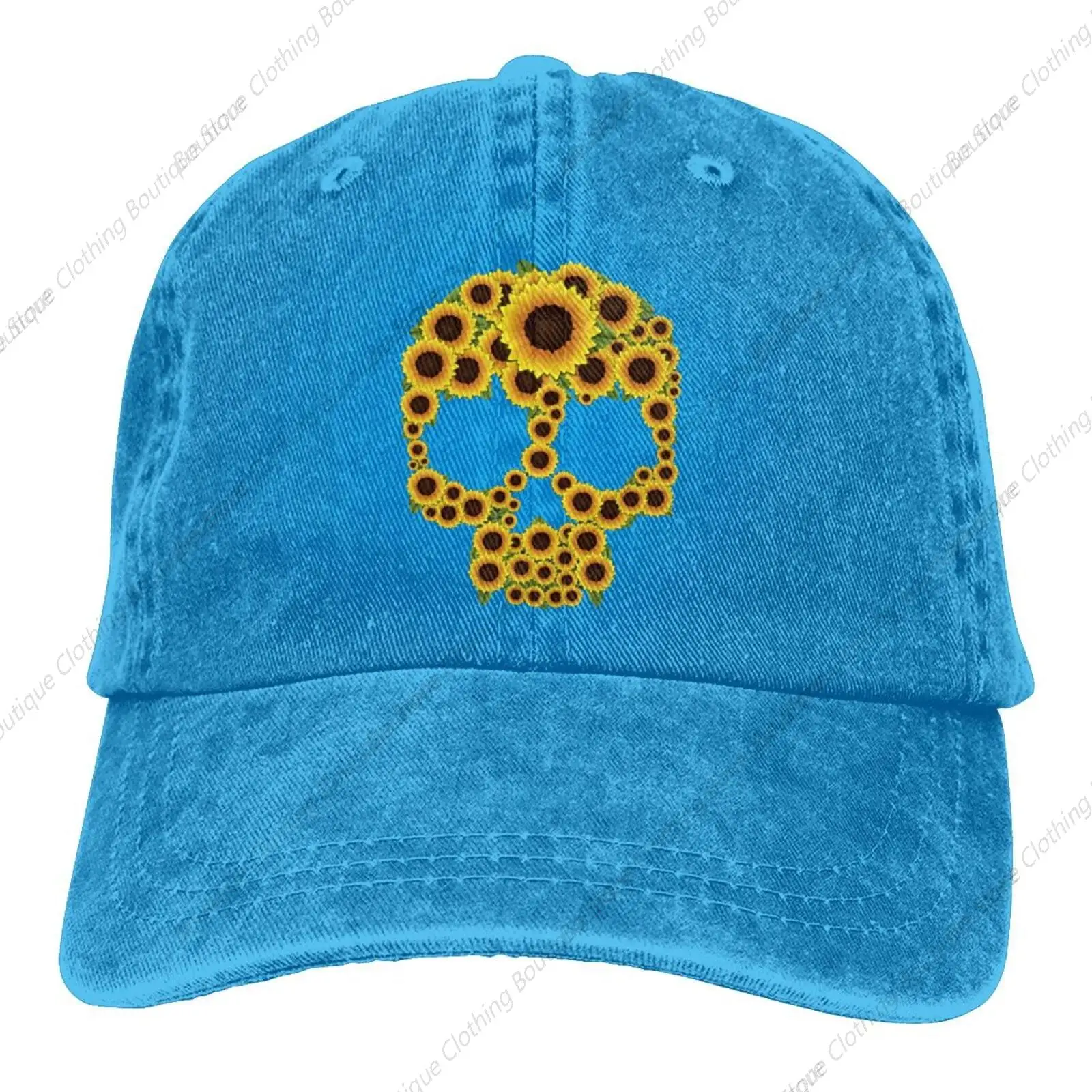 

Sunflower Skull Baseball Caps Unisex Soft Casquette Cap Fashion Denim Hat Vintage