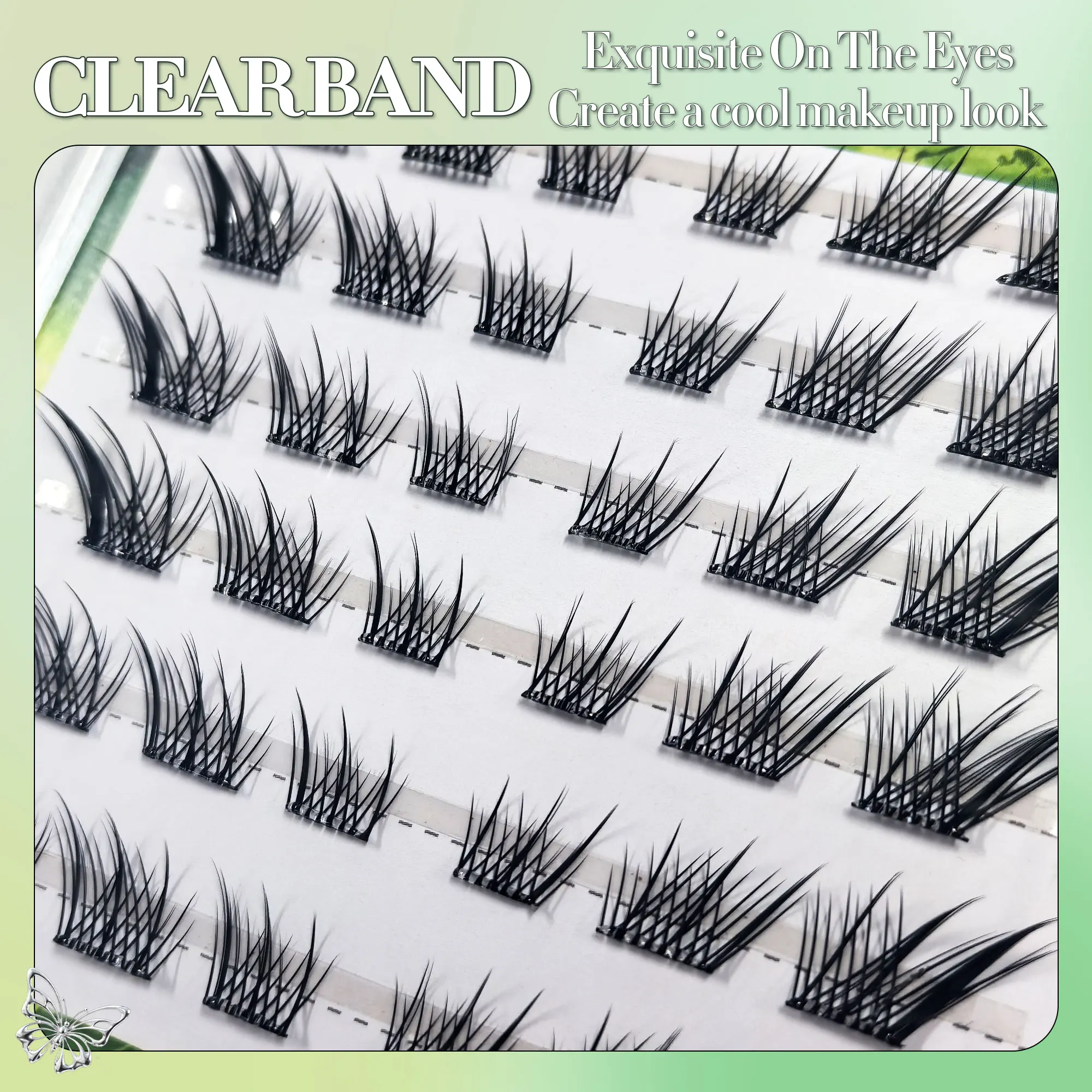 36 clusters of glue-free eyelashes, 9-14 mm, fox eye cat eye cartoon eyelashes, create cool and charming makeup.