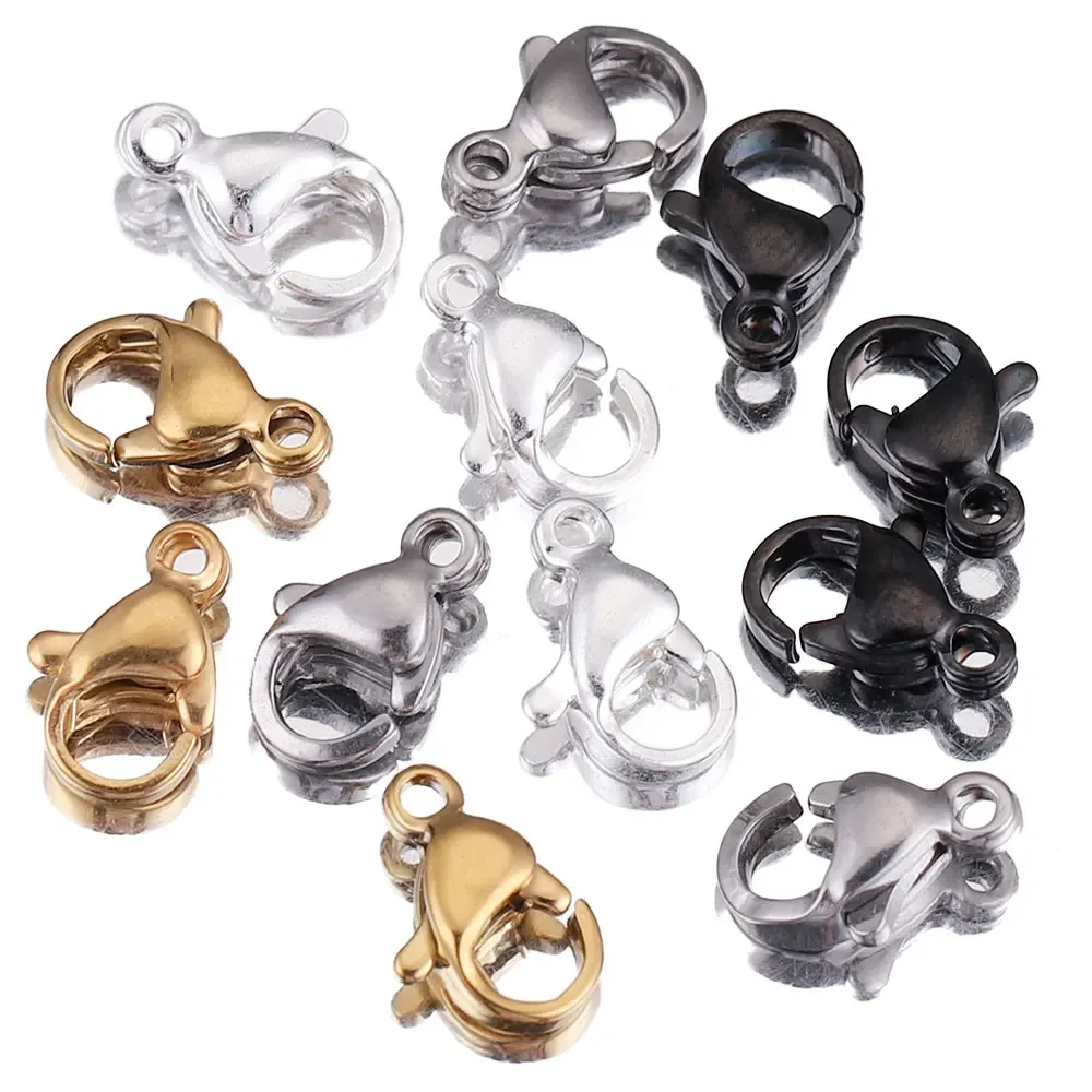 20pcs lot Stainless Steel Lobster Clasps Gold Silver Gun Black Hooks Connector for Jewelry Making Supplies Bracelet Wholesale