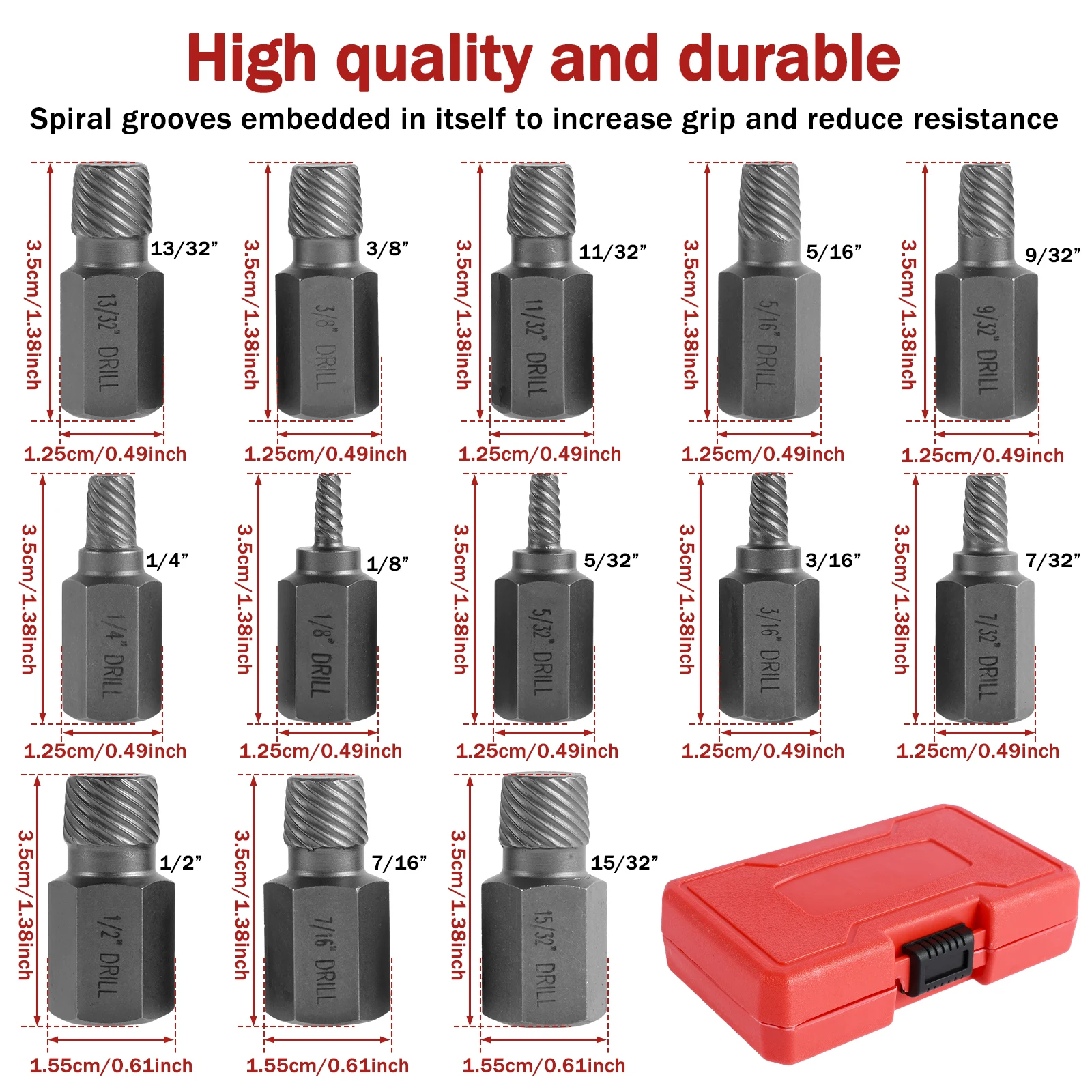 13/10Pcs Screw Extractor Set Multi-Spline Bolt Set Hex Head Metal Hex Screw Extractor Damaged Broken Bolt Stud Remover Tools