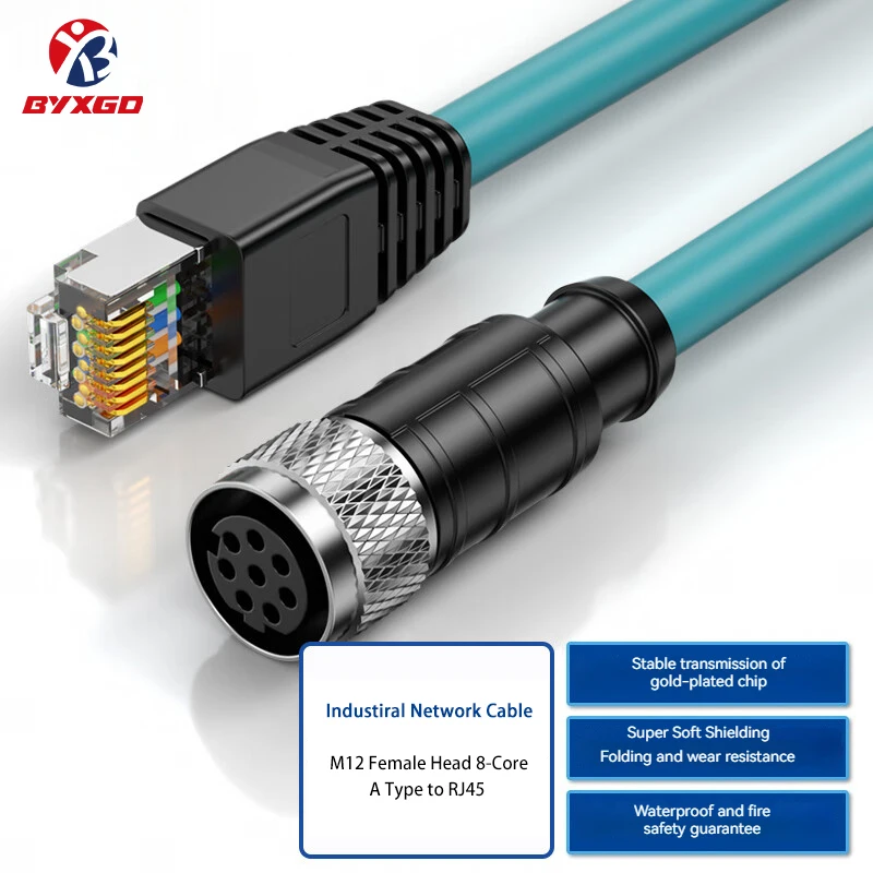 Industiral Ethernet Cable M12 to Rj45 High Flexibility Profinet Cat6a FSTP Camera  Network Cable 8P Drag Chain Cable