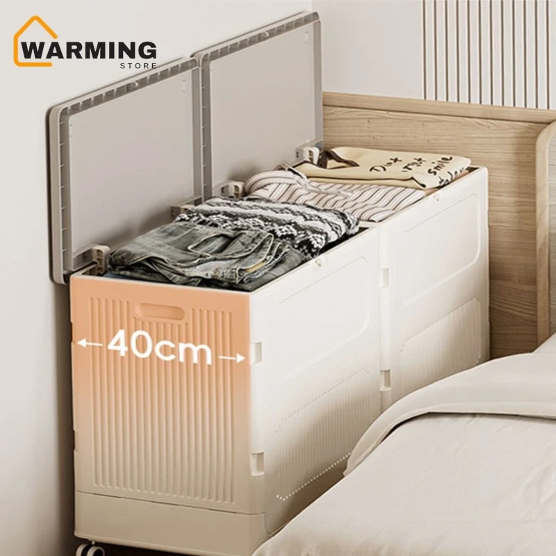 Clothing Storage Box Large Capacity Large Household Clamshell With Pulley Collapsible Basket Clothing Quilt Storage Cabinet