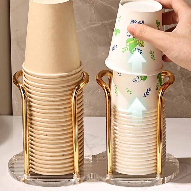 Disposable Cup Storage Holder Rack Shelf Water Tea Cups Acrylic Dispenser with Longer Stick Mug Display Stand Organizer Supplies