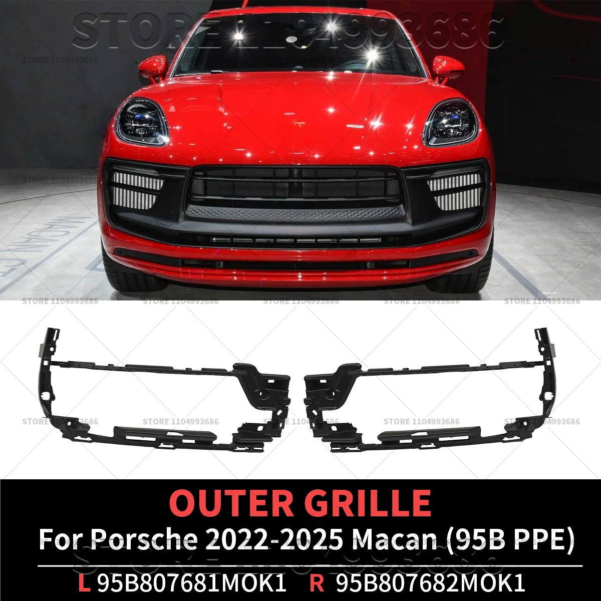 

Для Porsche Macan (95B PPE) 2022-2025 гг., внешняя решетка переднего бампера, левая и правая OEM 95B807681MOK1 95B807682MOK1 95B807681M 95B807682M