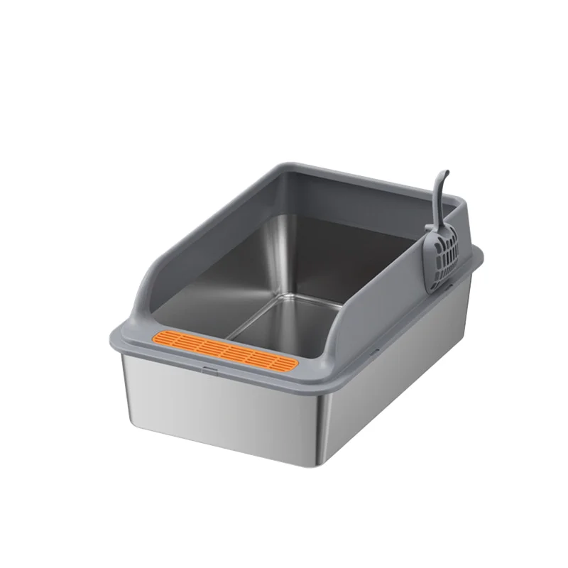 

Cross-Border Oversized Stainless Steel Litter Box Top-In Anti-Take-Out Anti-Splash Cat Toilet Easy Clean Semi-Closed Pet Kitties