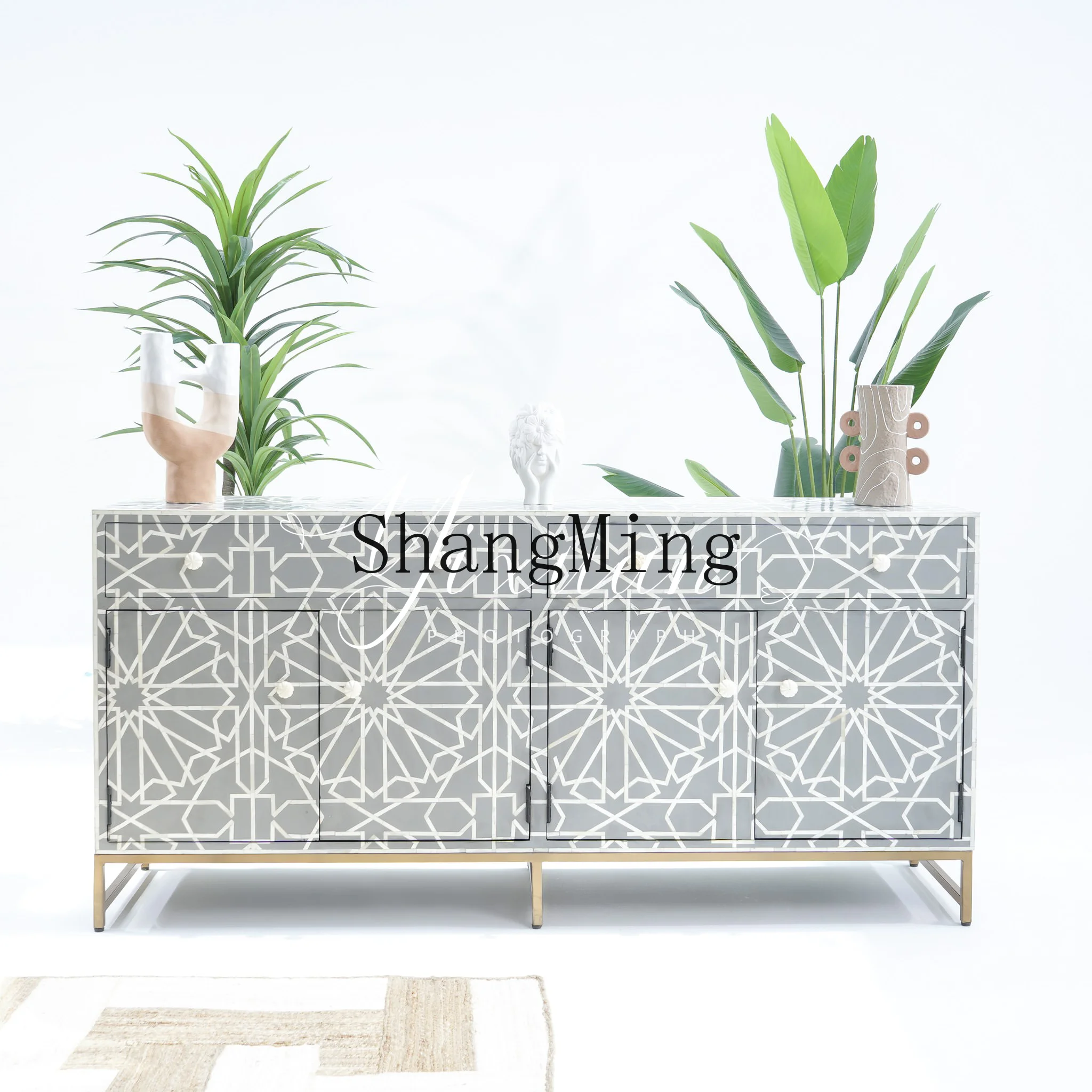 

CL retro solid wood chest cabinet light luxury modern simple hand-painted living room locker furniture