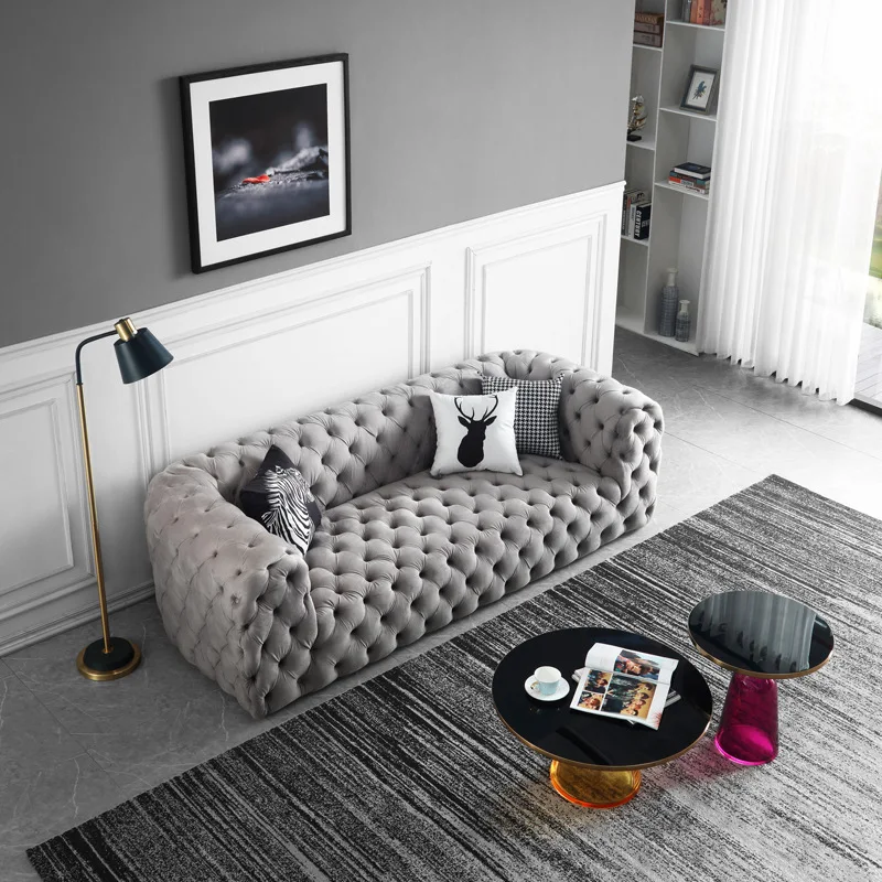 Chester Moon Sofa podłogowa 3 osobowy salon aksamitna kanapa włoska nowoczesna Sofa Chesterfield