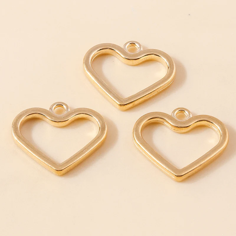 20 Stück 18x16mm Niedliche Gold- und Silberfarbene Legierungs-Herzanhänger für Schmuckherstellung, Halsketten, Ohrringe, DIY-Bastelgeschenk – Detail 3
