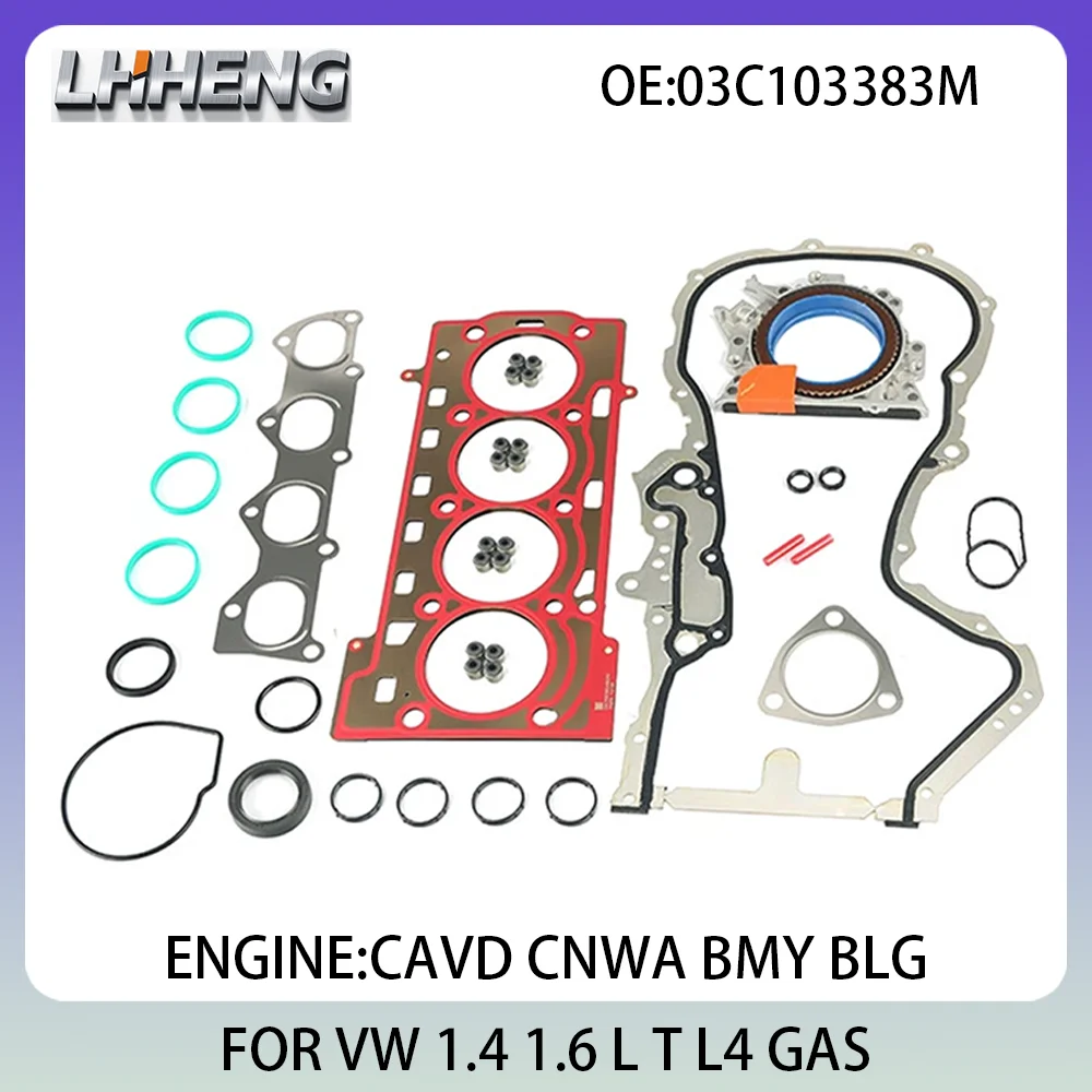 

Engine Full Gasket Set For VW BEETLE CC EOS GOLF PLUS JETTA PASSAT POLO 1.4L 1.6L 1.4 L T 1.6 L T L4 GAS 05-19 CAVD 03C103383M