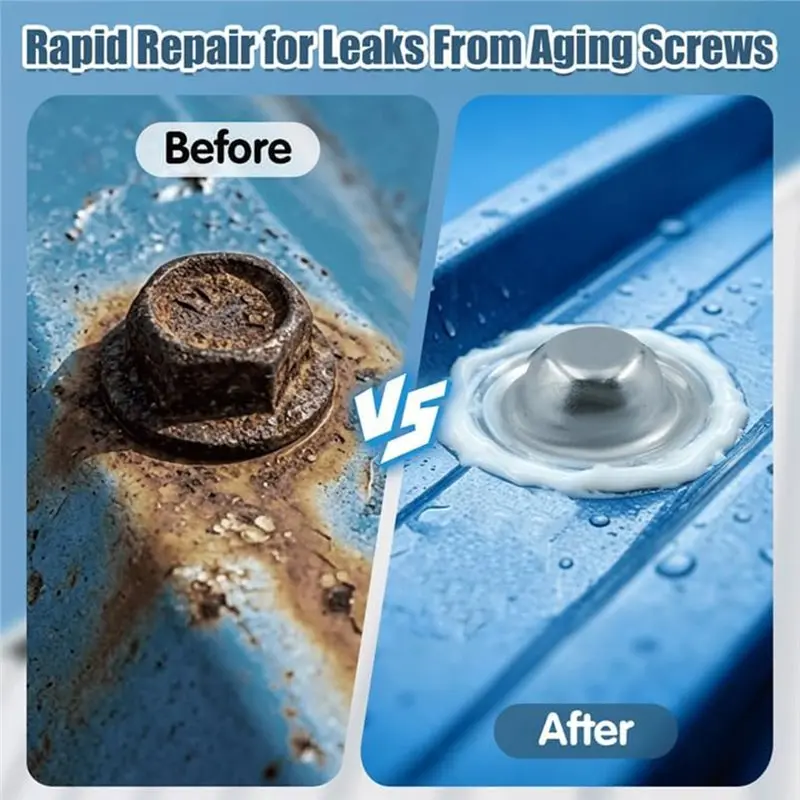 ABYN-Roof Screw Caps, Rustproof & Waterproof Roofing Screwcaps, Seal Over Existing Screws Heads To Prevent Leaks 100Pcs
