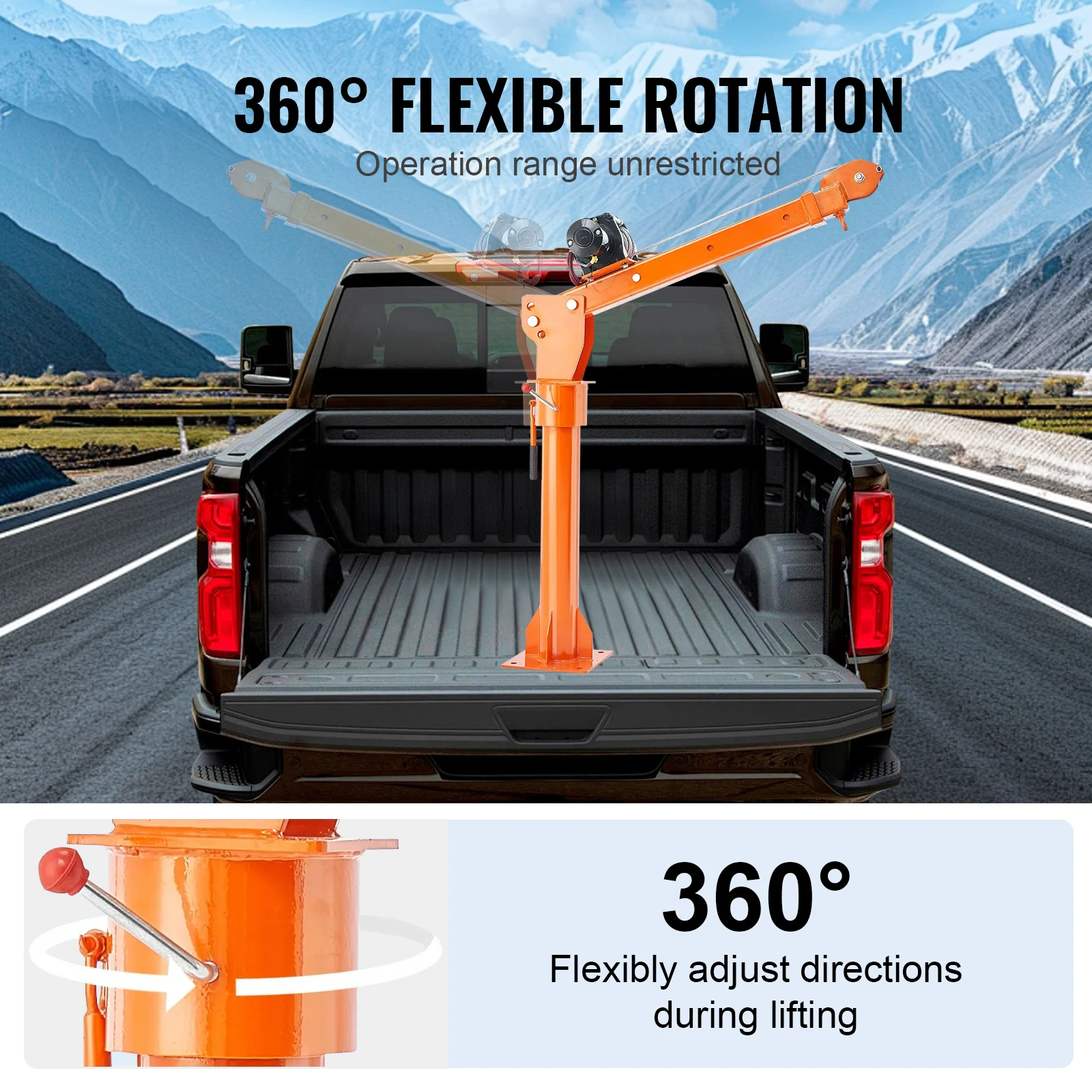 سيهاو رافعة مثبتة على السيارة 3500 رطل ونش مع 1100 رطل ونش كهربائي رافعة شاحنة كهربائية 360 °   رافعة شاحنة دوارة قابلة للطي